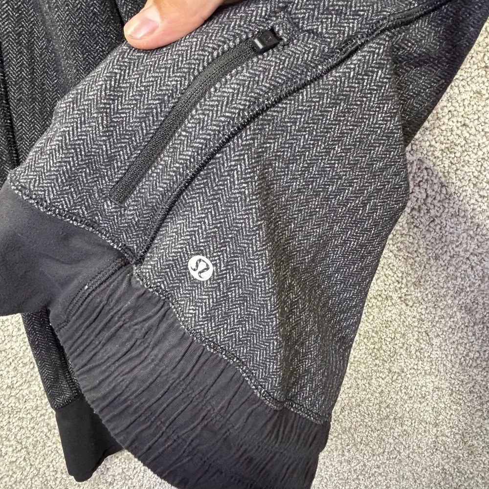 Lululemon Hoodie Womens 6 Gray Herringbone Pullover‎ Cowl Neck Pocket Athletic